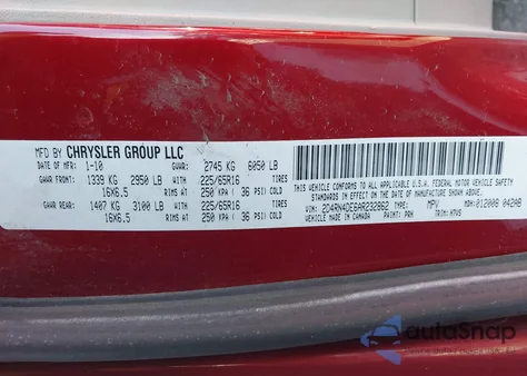2010 Dodge Grand Caravan Se from USA, damaged, VIN 2D4RN4DE6AR232862